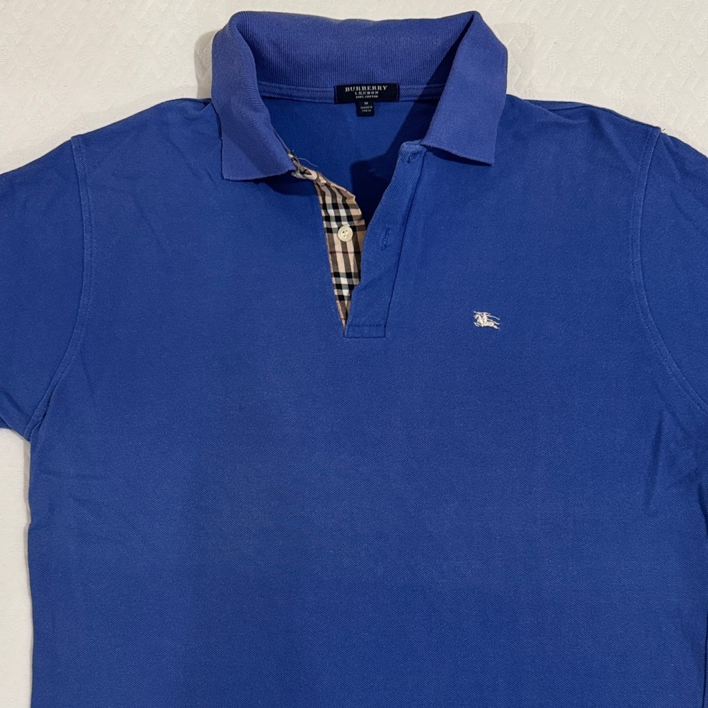 Burberry Royal Blue Polo with Classic Check Placket
